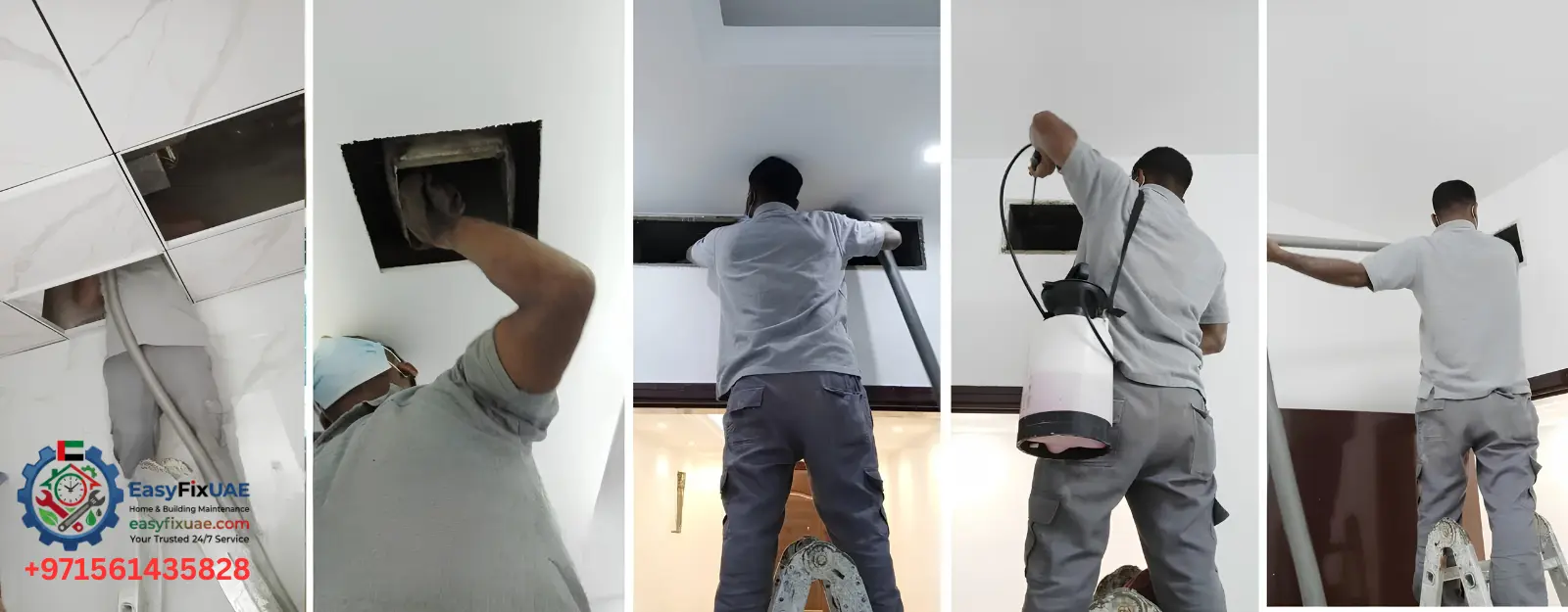 EasyFix UAE high-velocity technical air duct sanitation and luxury villa cleaning execution proof
